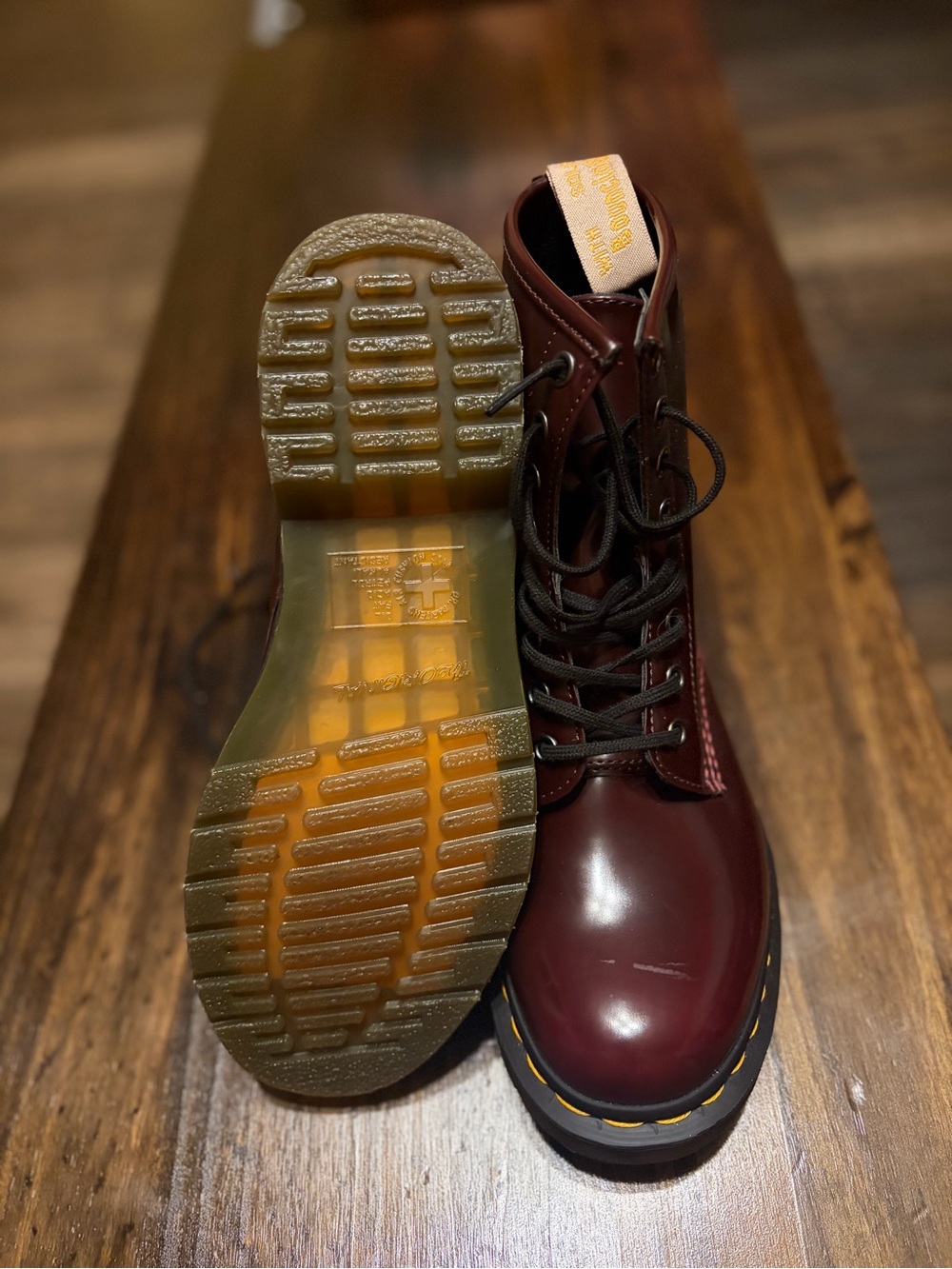 Dr. Martens Women's Cherry Red Leather Lace-Up Boots - Picture 3 of 4